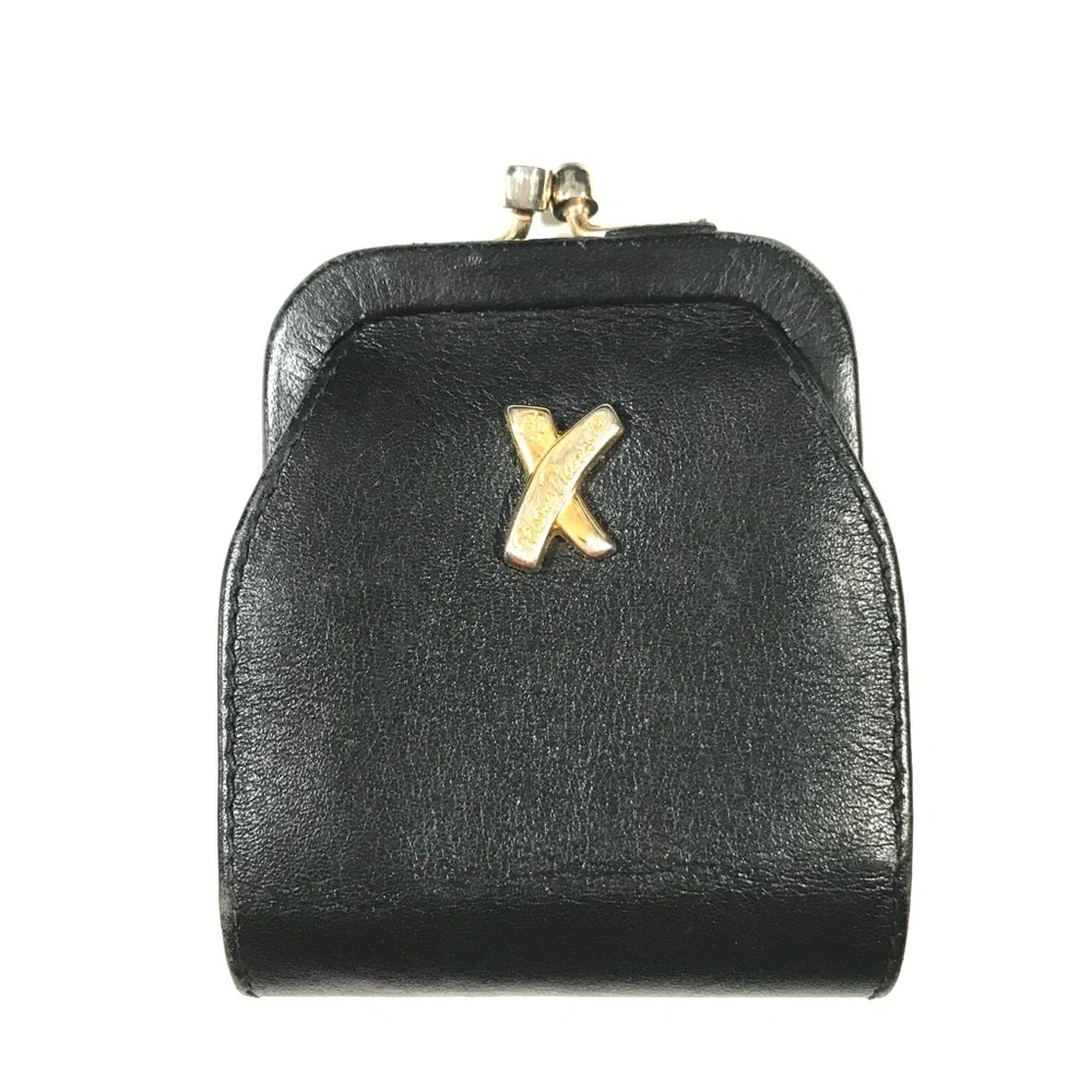 Paloma Picasso Leather Kiss Lock Coin Purse Italy